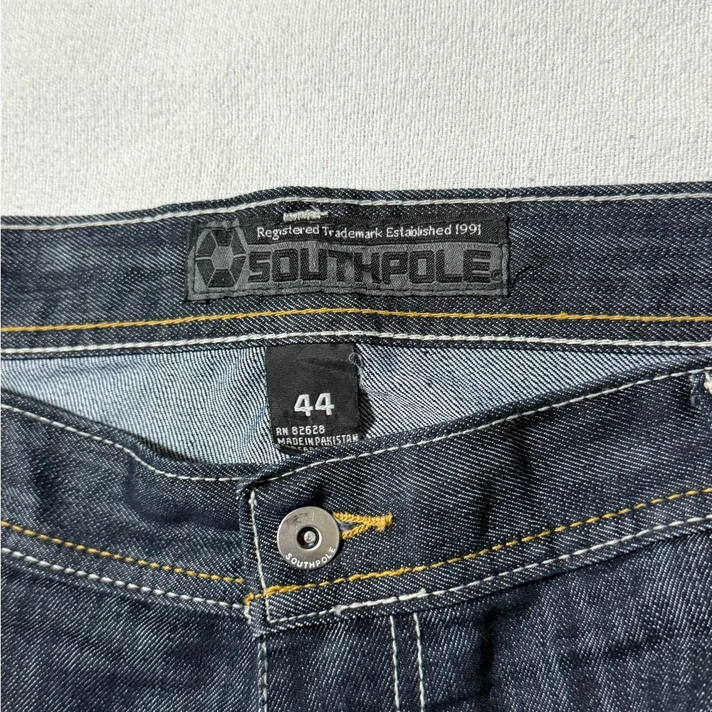 Y2K South Pole Jeans Mens 43x32 Blue‎ Dark Wash Denim Baggy Fit Gold Tab